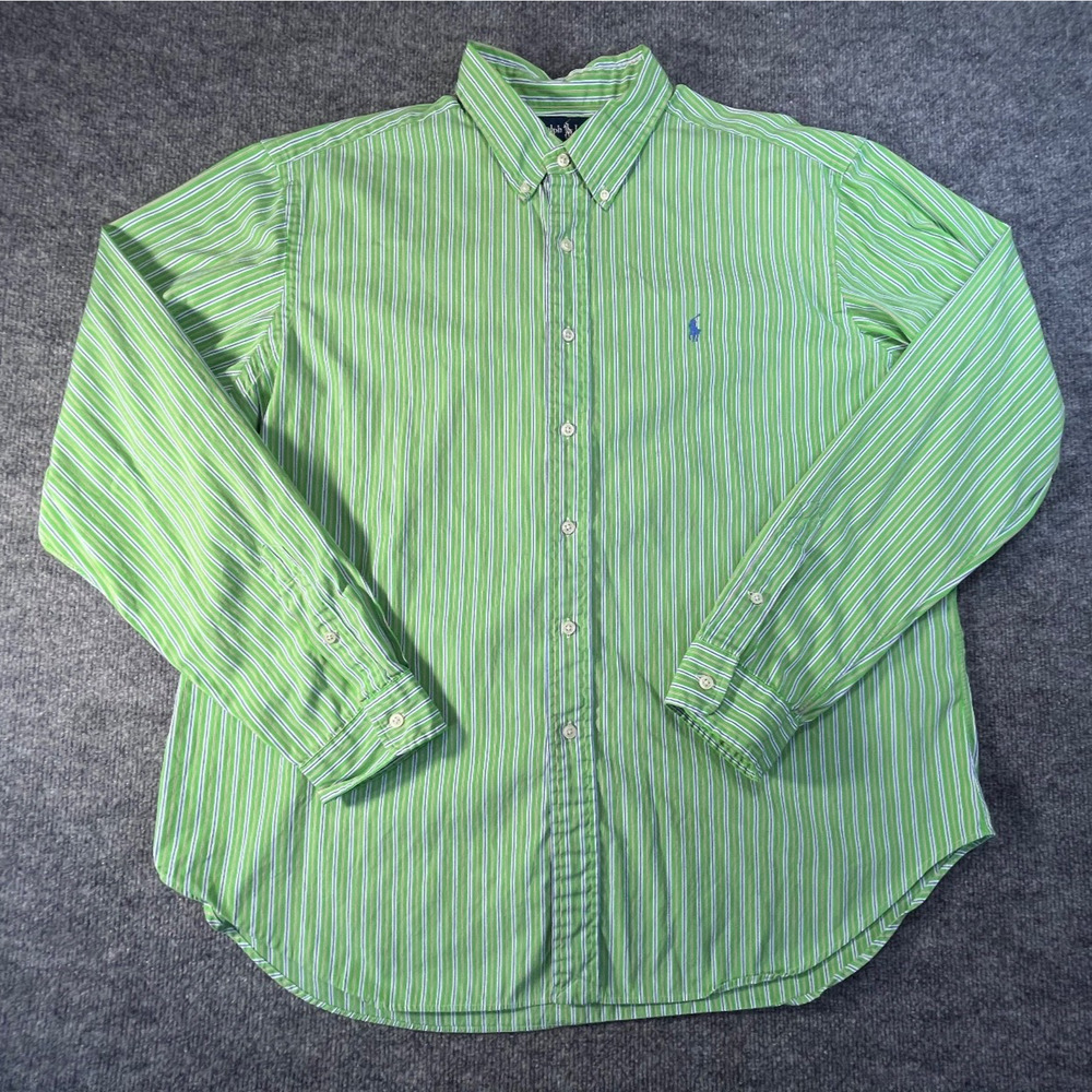 Polo Ralph Lauren Men's Classic Fit Green Purple Stripe Button Shirt Sz 2XL XXL